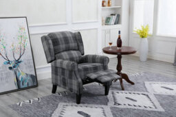 Westwood Grey Check Vintage Armchair Sofa Recliner Lounge Fabric Tub Chair Seat Home - thumbnail 2
