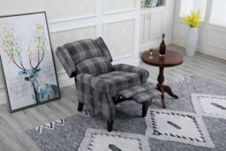 Westwood Grey Check Vintage Armchair Sofa Recliner Lounge Fabric Tub Chair Seat Home - thumbnail 3
