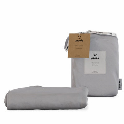 panda London 100% Bamboo Bedding Fitted Sheet Quiet Grey - image 1