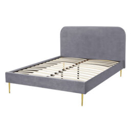 Beliani Bed Velvet Flayat 140 X 200 Cm (Eu Double) Grey - thumbnail 6