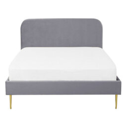 Beliani Bed Velvet Flayat 140 X 200 Cm (Eu Double) Grey - thumbnail 4