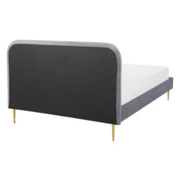Beliani Bed Velvet Flayat 140 X 200 Cm (Eu Double) Grey - thumbnail 5