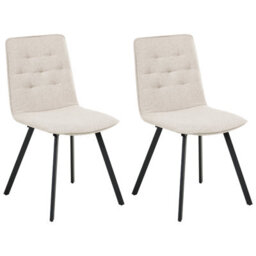 Beliani Set Of 2 Dining Chairs Carver Fabric Beige - thumbnail 1