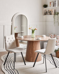 Beliani Set Of 2 Dining Chairs Carver Fabric Beige - thumbnail 2