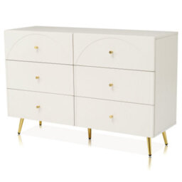Abrihome Sideboard Cabinet For Living Room, Chest Of Drawers With 6 Drawers, Cream White, 40D X 120W X 85H Cm - thumbnail 7