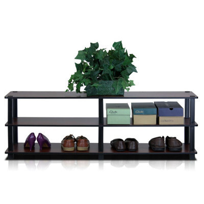 Walplus Dark Cherry Wide 3-Tier Shoe Rack With Easy No-Tools Assembly - image 1