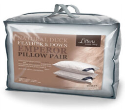 "Littens Pair Emperor Size Duck Feather & Down Pillows, Cotton 50Cm X 100Cm (20"" X 40"")" - thumbnail 6