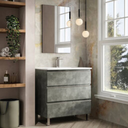 Banyetti Vatilla 800mm Floorstanding Vanity Unit With Lira Basin - Cemento Grey - thumbnail 2