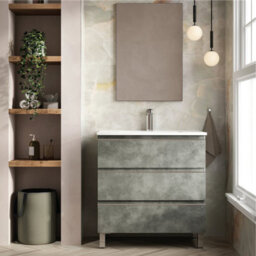Banyetti Vatilla 800mm Floorstanding Vanity Unit With Lira Basin - Cemento Grey - thumbnail 1