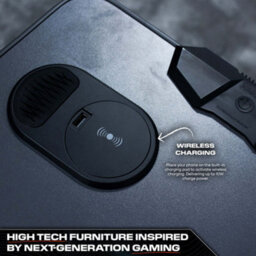 X Rocker Carbon-Tek 120Cm Led Gaming Desk With Wireless Charging - Grey / Red Rgb - thumbnail 8