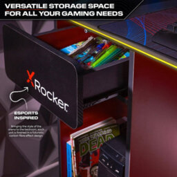 X Rocker Carbon-Tek 120Cm Led Gaming Desk With Wireless Charging - Grey / Red Rgb - thumbnail 5