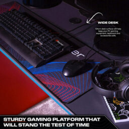 X Rocker Carbon-Tek 120Cm Led Gaming Desk With Wireless Charging - Grey / Red Rgb - thumbnail 7