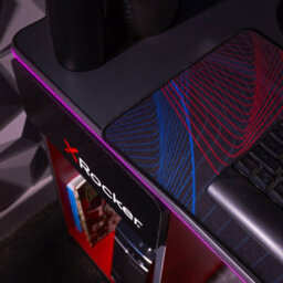 X Rocker Carbon-Tek 120Cm Led Gaming Desk With Wireless Charging - Grey / Red Rgb - thumbnail 4