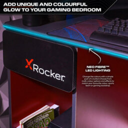 X Rocker Carbon-Tek 120Cm Led Gaming Desk With Wireless Charging - Grey / Red Rgb - thumbnail 3