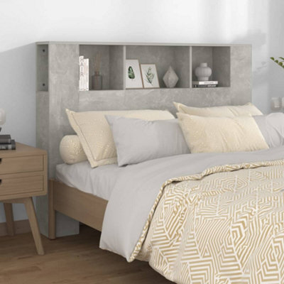 Berkfield Headboard Cabinet Concrete Grey 140X18.5X104.5 Cm - image 1