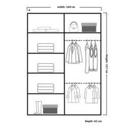 Sliding Wardrobes 4 u LTD Sliding Wardrobes 4U Evora Modern Sliding Mirror Door Wardrobe With Shelves & Rails In White, Black & Grey (Black, 180Cm) - thumbnail 4