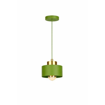 Luminosa Lighting Luminosa Simply Slim Pendant Ceiling Light Green, Gold 1X E27 - image 1