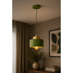 Luminosa Lighting Luminosa Simply Slim Pendant Ceiling Light Green, Gold 1X E27 - thumbnail 2