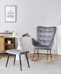 Kosy Koala Rocking Chair Recliner Lounge With Footstool Grey Velvet Sofa Living Room Furniture - thumbnail 7