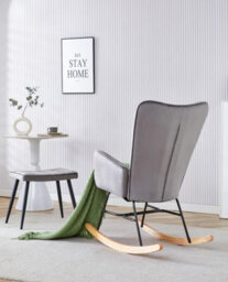 Kosy Koala Rocking Chair Recliner Lounge With Footstool Grey Velvet Sofa Living Room Furniture - thumbnail 9