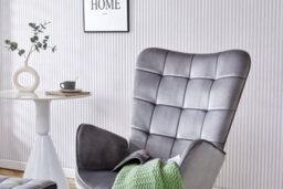 Kosy Koala Rocking Chair Recliner Lounge With Footstool Grey Velvet Sofa Living Room Furniture - thumbnail 8