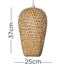 Valuelights Malay Modern Easy Fit Natural Bamboo Lattice Design Oblong Ceiling Pendant Light Shade - thumbnail 5