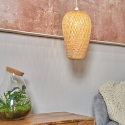 Valuelights Malay Modern Easy Fit Natural Bamboo Lattice Design Oblong Ceiling Pendant Light Shade - thumbnail 2