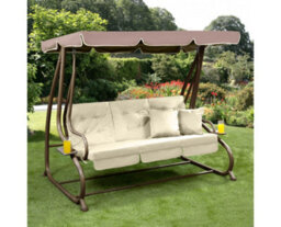 Garden Store Direct Somerset 3 Seat Garden Swing Bed In Brown - thumbnail 2