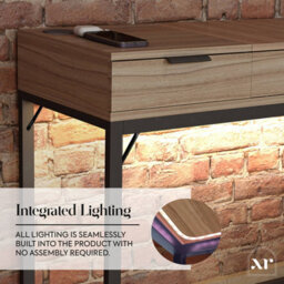 X Rocker Xr Living Denver Dressing Table With Mirror, Wireless Charging And App Controlled Led Lights - Oak / Black - thumbnail 4