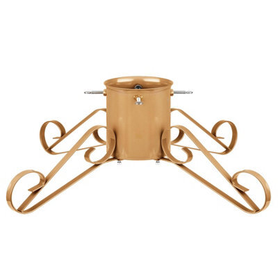 Holly International Traditional Metal Scroll Leg Christmas Tree Stand Gold Large For Real Trees Up To 3M - image 1