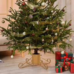 Holly International Traditional Metal Scroll Leg Christmas Tree Stand Gold Large For Real Trees Up To 3M - thumbnail 2
