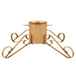 Holly International Traditional Metal Scroll Leg Christmas Tree Stand Gold Large For Real Trees Up To 3M
