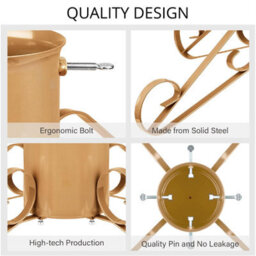 Holly International Traditional Metal Scroll Leg Christmas Tree Stand Gold Large For Real Trees Up To 3M - thumbnail 3