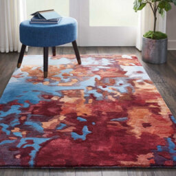 Blue Flame Wool Optical/ (3D) Handmade Luxurious Modern Rug Easy To Clean Living Room And Bedroom-114Cm X 175Cm - thumbnail 2