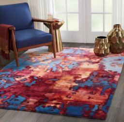 Blue Flame Wool Optical/ (3D) Handmade Luxurious Modern Rug Easy To Clean Living Room And Bedroom-114Cm X 175Cm - thumbnail 3