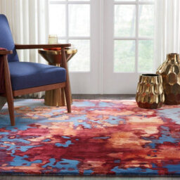 Blue Flame Wool Optical/ (3D) Handmade Luxurious Modern Rug Easy To Clean Living Room And Bedroom-114Cm X 175Cm - thumbnail 1