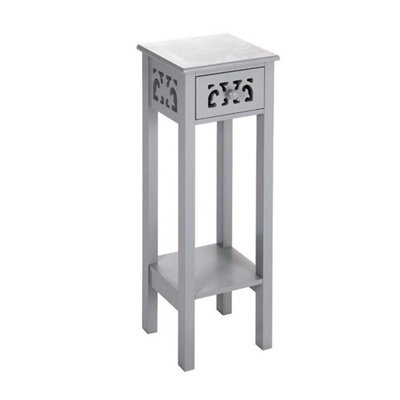 Small Tall Table Sofa Side Stand Bedside Cabinet Nightstand Hallway Storage Grey - image 1