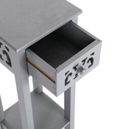 Small Tall Table Sofa Side Stand Bedside Cabinet Nightstand Hallway Storage Grey - thumbnail 4