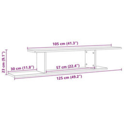 Vidaxl Wall-Mounted Tv Shelf Old Wood 125X18X23 Cm Engineered Wood - thumbnail 9