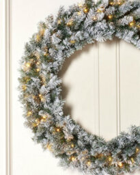 Werchristmas 1 M Pre-Lit Snow-Flocked Majestic Artificial Christmas Wreath, 100 Warm White Leds - thumbnail 2