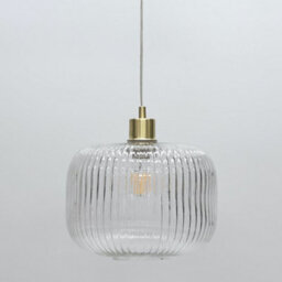 First Choice Lighting Batley Large - Clear Ribbed Glass With Satin Brass Pendant Fitting - thumbnail 6