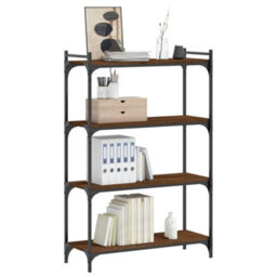 Berkfield Industrial Bookcase 4-Tier Brown Oak 80X30X120 Cm Engineered Wood - thumbnail 3