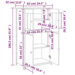 Vidaxl Highboard Grey Sonoma 62X32X106.5 Cm Engineered Wood - thumbnail 3