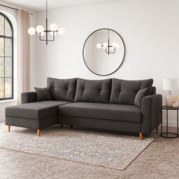 Zako L Corner Sofa Bed With Storage Reversible Left Right Chaise Compact Pull Out Guest Bed Black - thumbnail 3