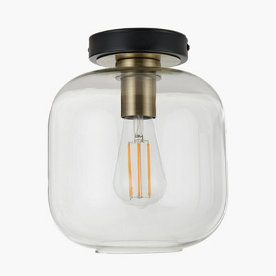 Pacific Lifestyle Minimalist Industrial Glass Flush Dome Ceiling Light - image 1
