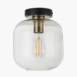 Pacific Lifestyle Minimalist Industrial Glass Flush Dome Ceiling Light - thumbnail 1
