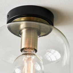 Pacific Lifestyle Minimalist Industrial Glass Flush Dome Ceiling Light - thumbnail 4