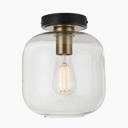 Pacific Lifestyle Minimalist Industrial Glass Flush Dome Ceiling Light - thumbnail 2