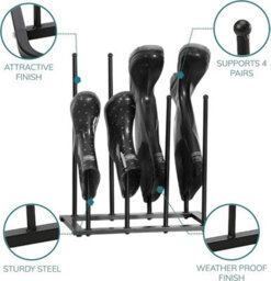 House Of Home 4 Pair Dryer Metal Welly Walking Boot Stand Shoe Rack Garden Shed Home Storage - thumbnail 4