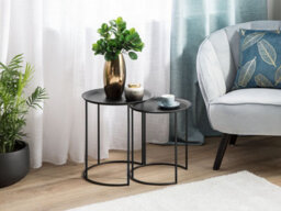 Beliani Set Of 2 Side Tables Twins Metal Black - thumbnail 2